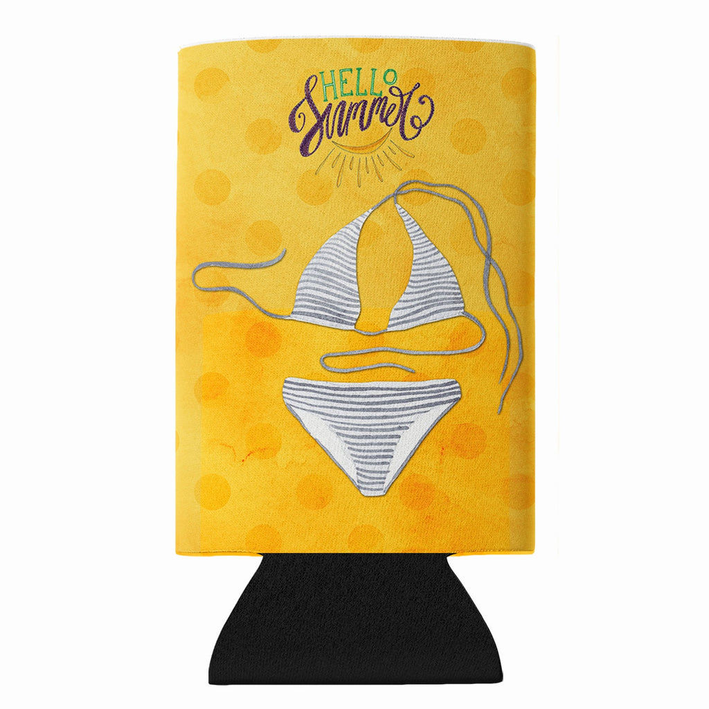 Bikini Swimsuit Yellow Polkadot Slim Can Hugger  Insulated Foam Sleeve for 12 oz Slim Cans, Beer Bottles & Water Bottles, Made in USA