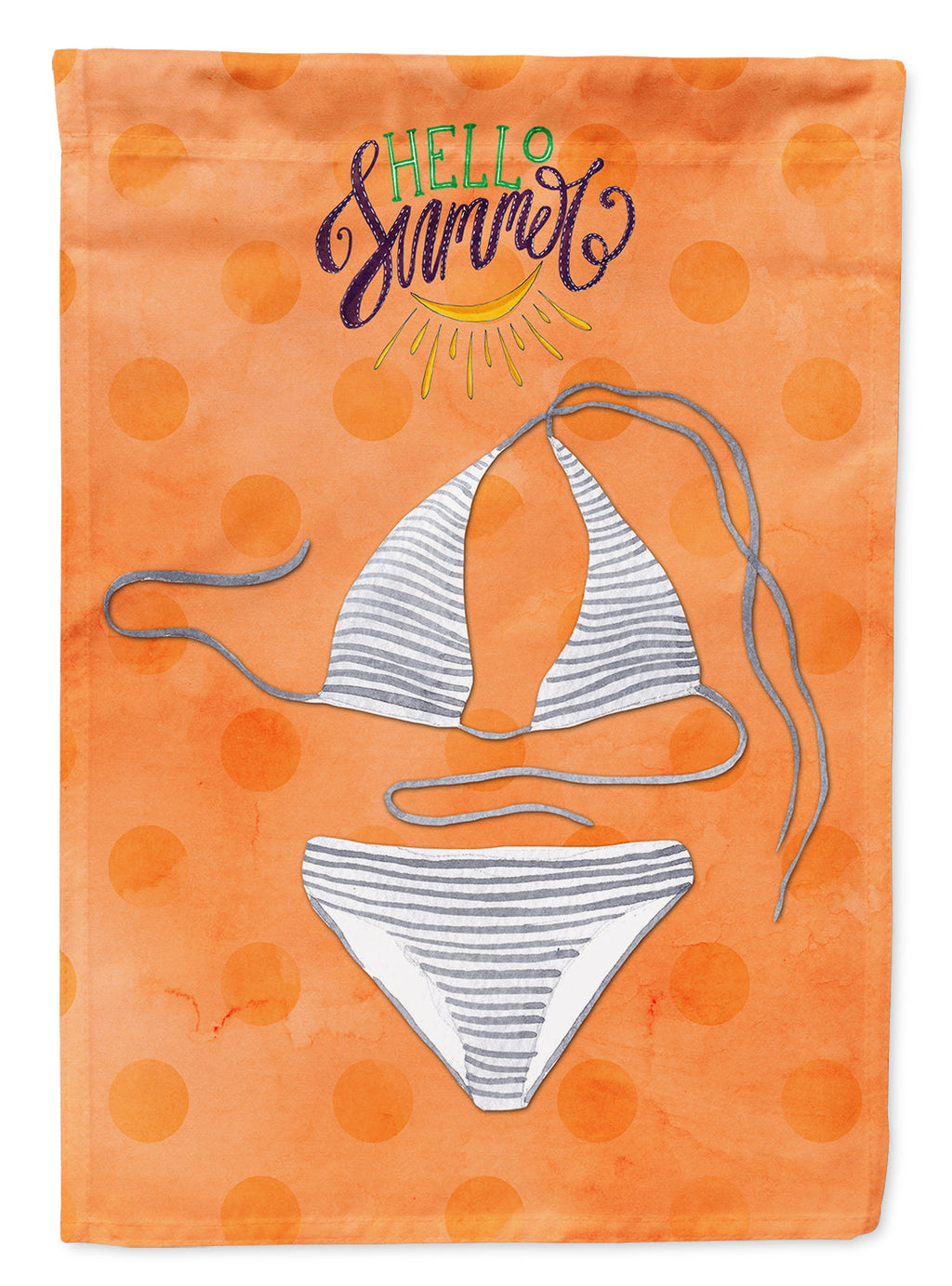 Bikini Swimsuit Orange Polkadot House Flag 28x40 Porch Sleeve Pole Decorative Outside Yard Banner Artwork Wall Hanging, Polyester