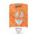 Bikini Swimsuit Orange Polkadot Ceramic Night Light Compact, UL-Certified, Ideal for Bedroom, Bathroom, Nursery, Hallway, Kitchen, 6x4x3, Multicolor