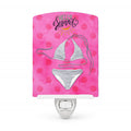 Bikini Swimsuit Pink Polkadot Ceramic Night Light Compact, UL-Certified, Ideal for Bedroom, Bathroom, Nursery, Hallway, Kitchen, 6x4x3, Multicolor