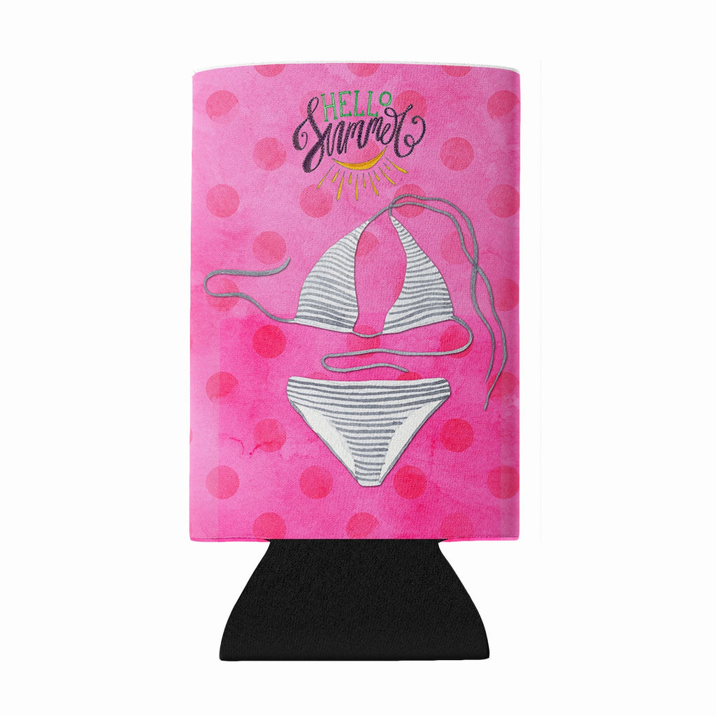 Bikini Swimsuit Pink Polkadot Wine Bottle Hugger Gift Sleeve for Standard 750 ml Bottles, Insulated Reusable Fits Mini Shot & Pint Bottles