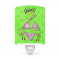 Bikini Swimsuit Green Polkadot Ceramic Night Light Compact, UL-Certified, Ideal for Bedroom, Bathroom, Nursery, Hallway, Kitchen, 6x4x3, Multicolor