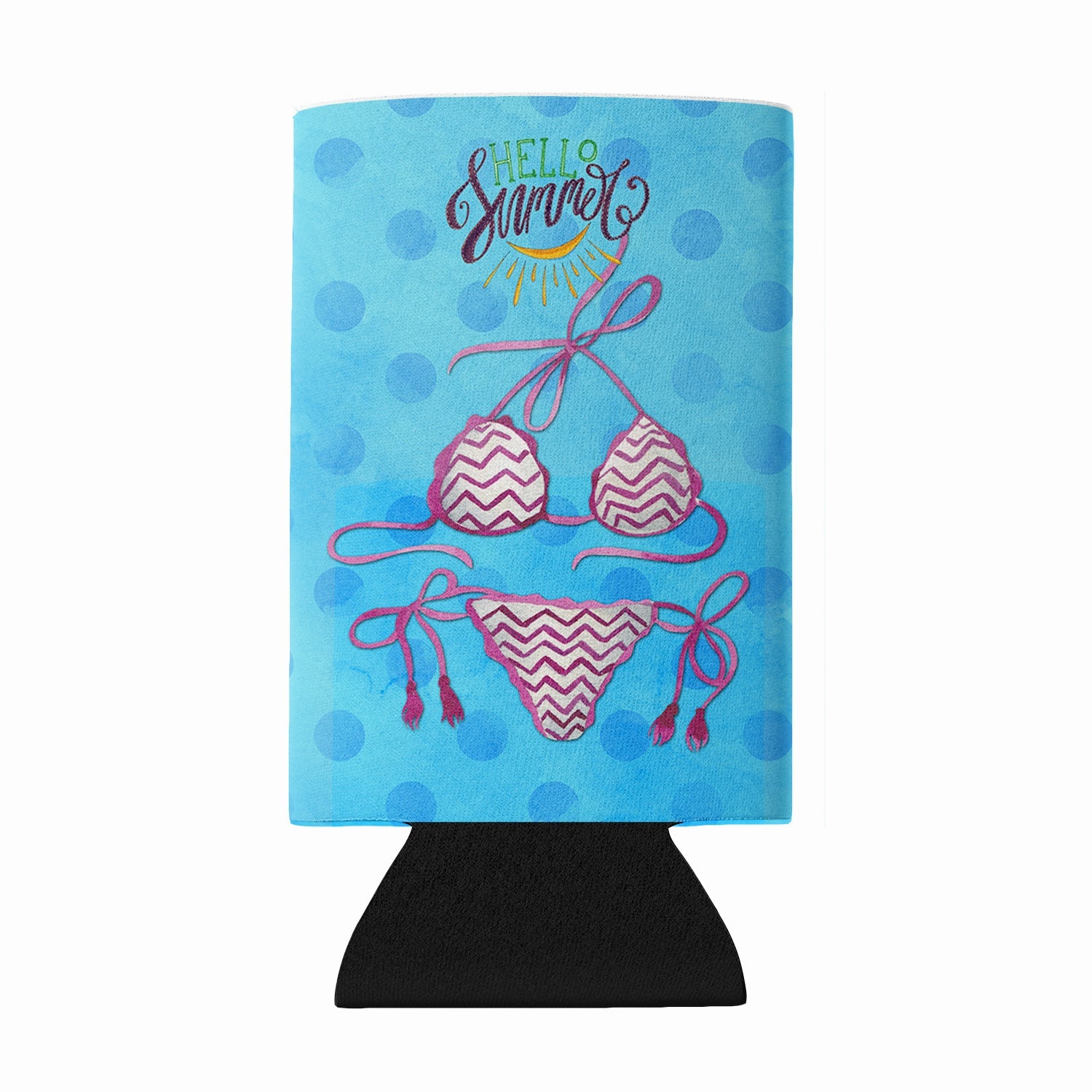Bikini Swimsuit Blue Polkadot Wine Bottle Hugger Gift Sleeve for Standard 750 ml Bottles, Insulated Reusable Fits Mini Shot & Pint Bottles