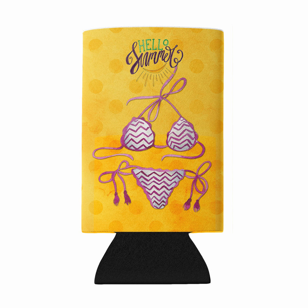 Bikini Swimsuit Yellow Polkadot Wine Bottle Hugger Gift Sleeve for Standard 750 ml Bottles, Insulated Reusable Fits Mini Shot & Pint Bottles