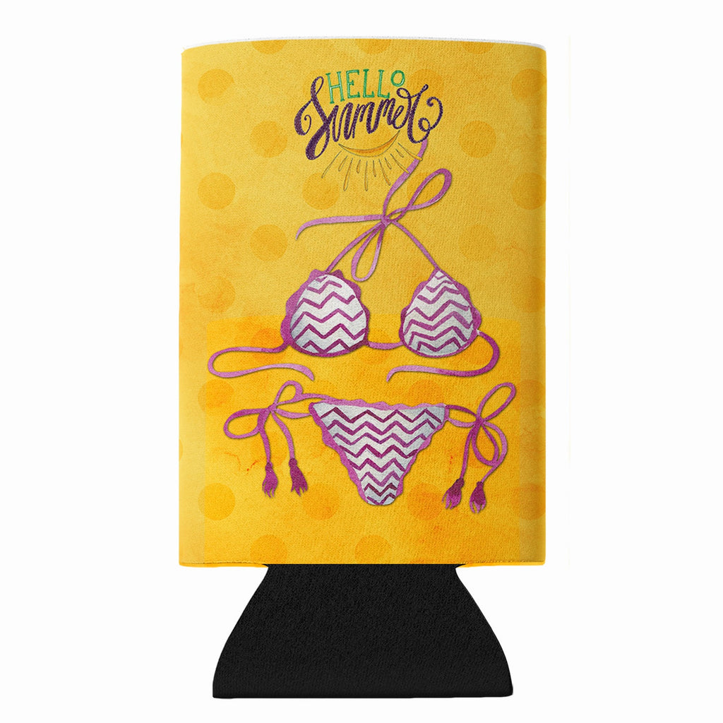 Bikini Swimsuit Yellow Polkadot Slim Can Hugger  Insulated Foam Sleeve for 12 oz Slim Cans, Beer Bottles & Water Bottles, Made in USA