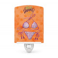 Bikini Swimsuit Orange Polkadot Ceramic Night Light Compact, UL-Certified, Ideal for Bedroom, Bathroom, Nursery, Hallway, Kitchen, 6x4x3, Multicolor