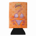 Bikini Swimsuit Orange Polkadot Slim Can Hugger  Insulated Foam Sleeve for 12 oz Slim Cans, Beer Bottles & Water Bottles, Made in USA