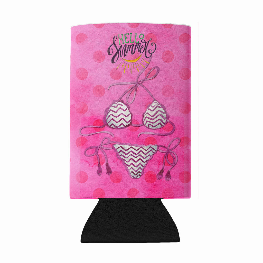 Bikini Swimsuit Pink Polkadot Wine Bottle Hugger Gift Sleeve for Standard 750 ml Bottles, Insulated Reusable Fits Mini Shot & Pint Bottles