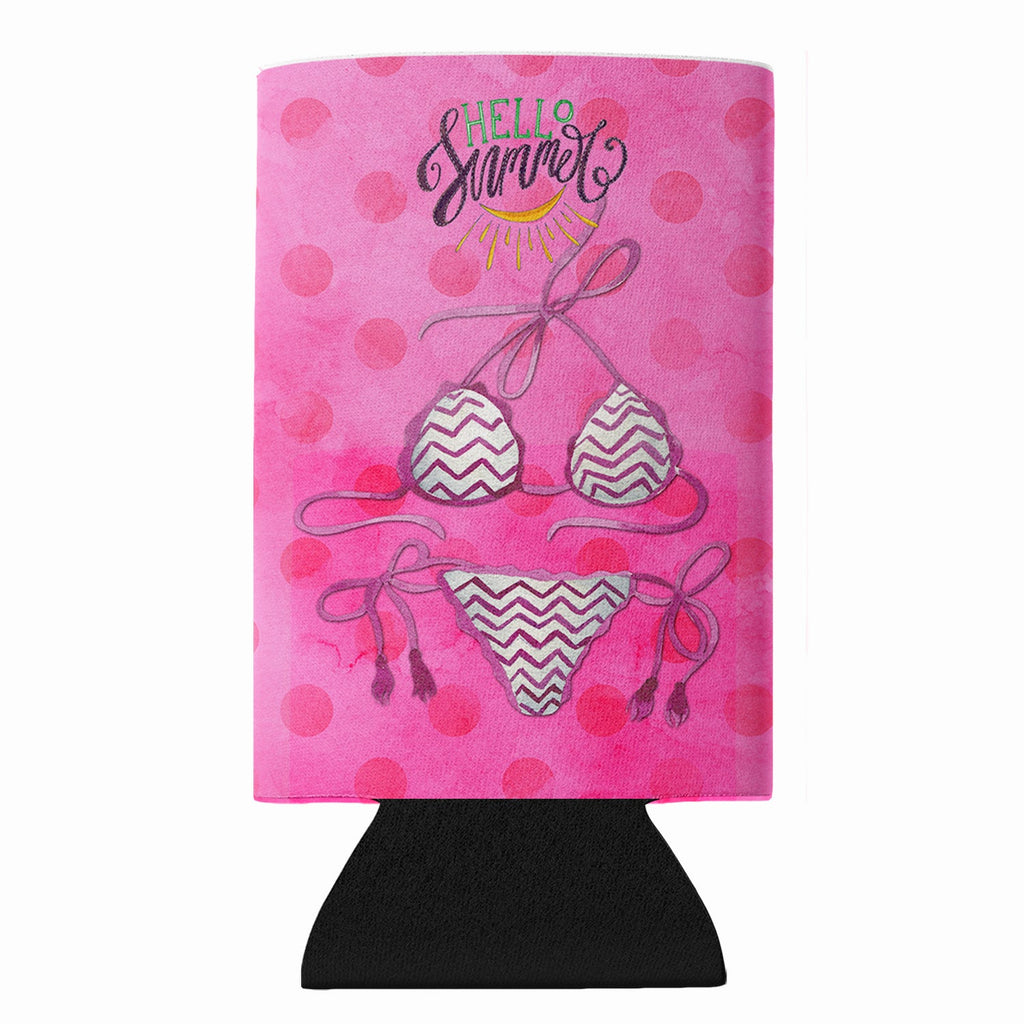Bikini Swimsuit Pink Polkadot Slim Can Hugger  Insulated Foam Sleeve for 12 oz Slim Cans, Beer Bottles & Water Bottles, Made in USA