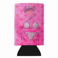 Bikini Swimsuit Pink Polkadot Slim Can Hugger  Insulated Foam Sleeve for 12 oz Slim Cans, Beer Bottles & Water Bottles, Made in USA