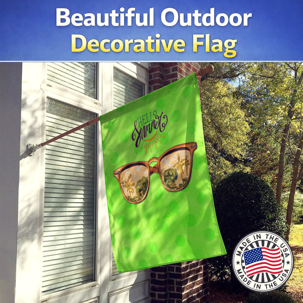 Beach Sunglasses Green Polkadot House Flag 28x40 Porch Sleeve Pole Decorative Outside Yard Banner Artwork Wall Hanging, Polyester