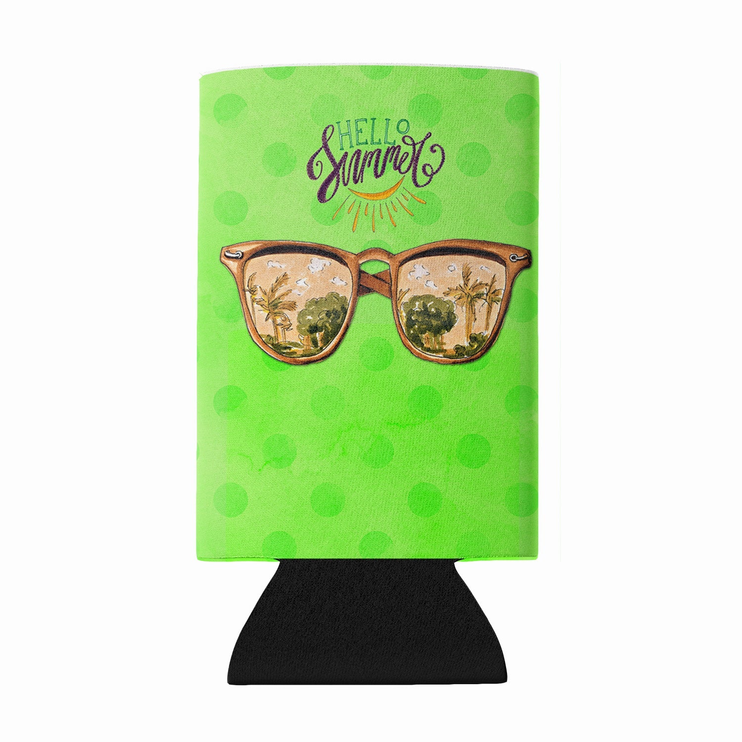 Beach Sunglasses Green Polkadot Wine Bottle Hugger Gift Sleeve for Standard 750 ml Bottles, Insulated Reusable Fits Mini Shot & Pint Bottles