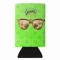 Beach Sunglasses Green Polkadot Slim Can Hugger  Insulated Foam Sleeve for 12 oz Slim Cans, Beer Bottles & Water Bottles, Made in USA