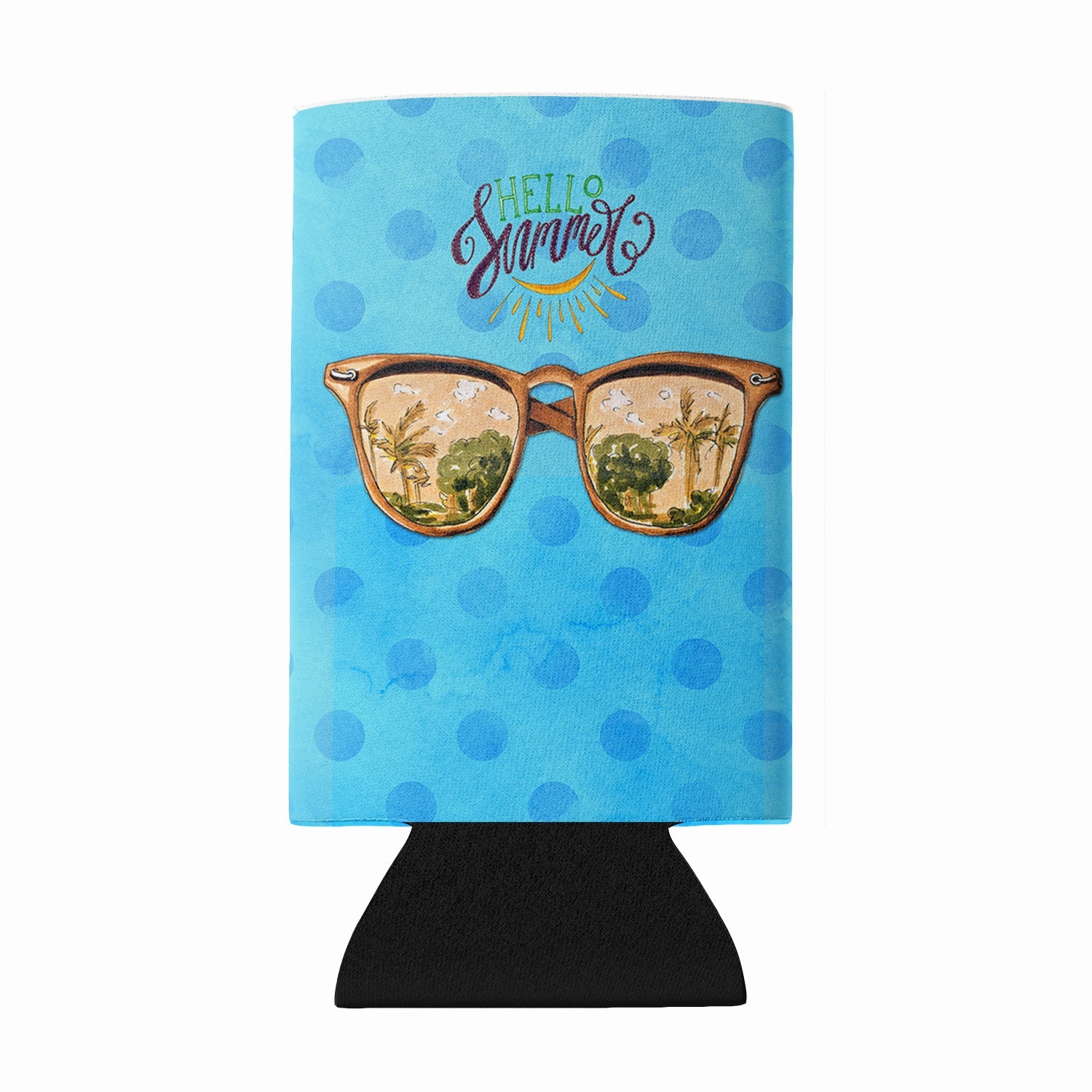 Beach Sunglasses Blue Polkadot Wine Bottle Hugger Gift Sleeve for Standard 750 ml Bottles, Insulated Reusable Fits Mini Shot & Pint Bottles