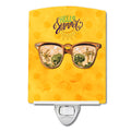 Beach Sunglasses Yellow Polkadot Ceramic Night Light Compact, UL-Certified, Ideal for Bedroom, Bathroom, Nursery, Hallway, Kitchen, 6x4x3, Multicolor