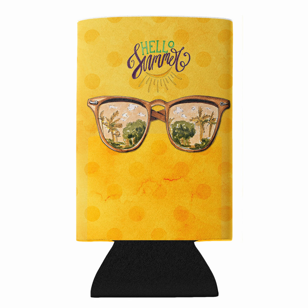Beach Sunglasses Yellow Polkadot Slim Can Hugger  Insulated Foam Sleeve for 12 oz Slim Cans, Beer Bottles & Water Bottles, Made in USA