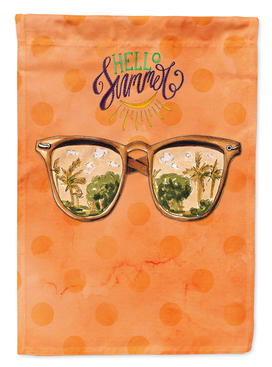 Beach Sunglasses Orange Polkadot House Flag 28x40 Porch Sleeve Pole Decorative Outside Yard Banner Artwork Wall Hanging, Polyester