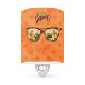 Beach Sunglasses Orange Polkadot Ceramic Night Light Compact, UL-Certified, Ideal for Bedroom, Bathroom, Nursery, Hallway, Kitchen, 6x4x3, Multicolor