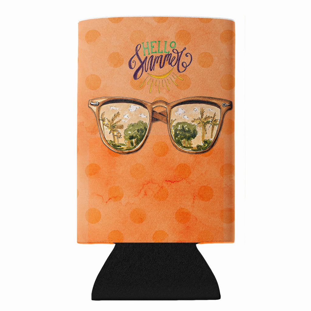 Beach Sunglasses Orange Polkadot Slim Can Hugger  Insulated Foam Sleeve for 12 oz Slim Cans, Beer Bottles & Water Bottles, Made in USA