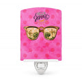 Beach Sunglasses Pink Polkadot Ceramic Night Light Compact, UL-Certified, Ideal for Bedroom, Bathroom, Nursery, Hallway, Kitchen, 6x4x3, Multicolor