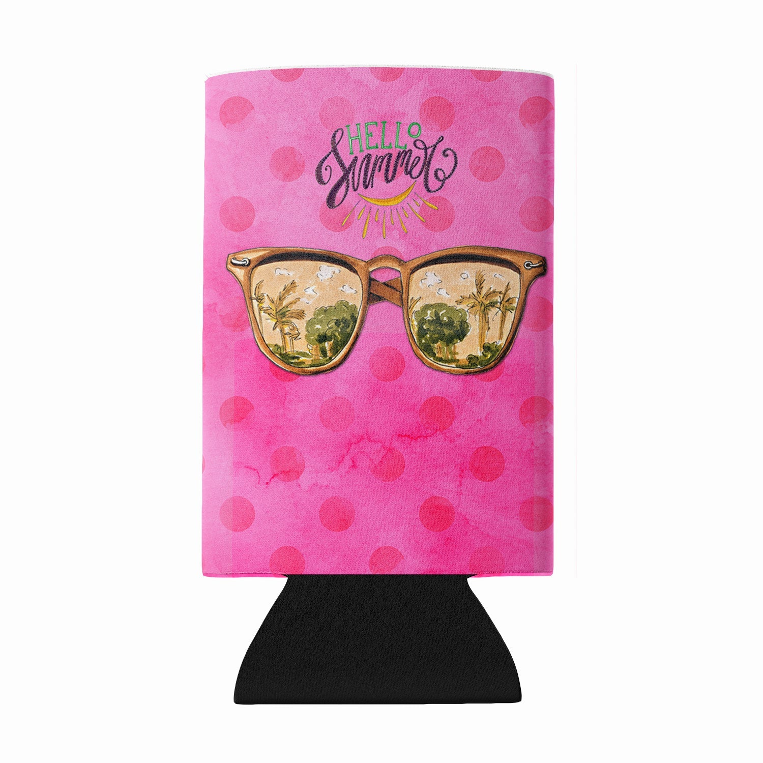Beach Sunglasses Pink Polkadot Wine Bottle Hugger Gift Sleeve for Standard 750 ml Bottles, Insulated Reusable Fits Mini Shot & Pint Bottles