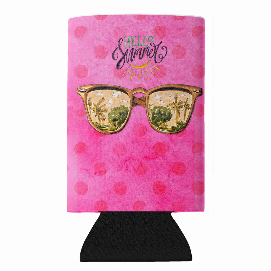 Beach Sunglasses Pink Polkadot Slim Can Hugger  Insulated Foam Sleeve for 12 oz Slim Cans, Beer Bottles & Water Bottles, Made in USA