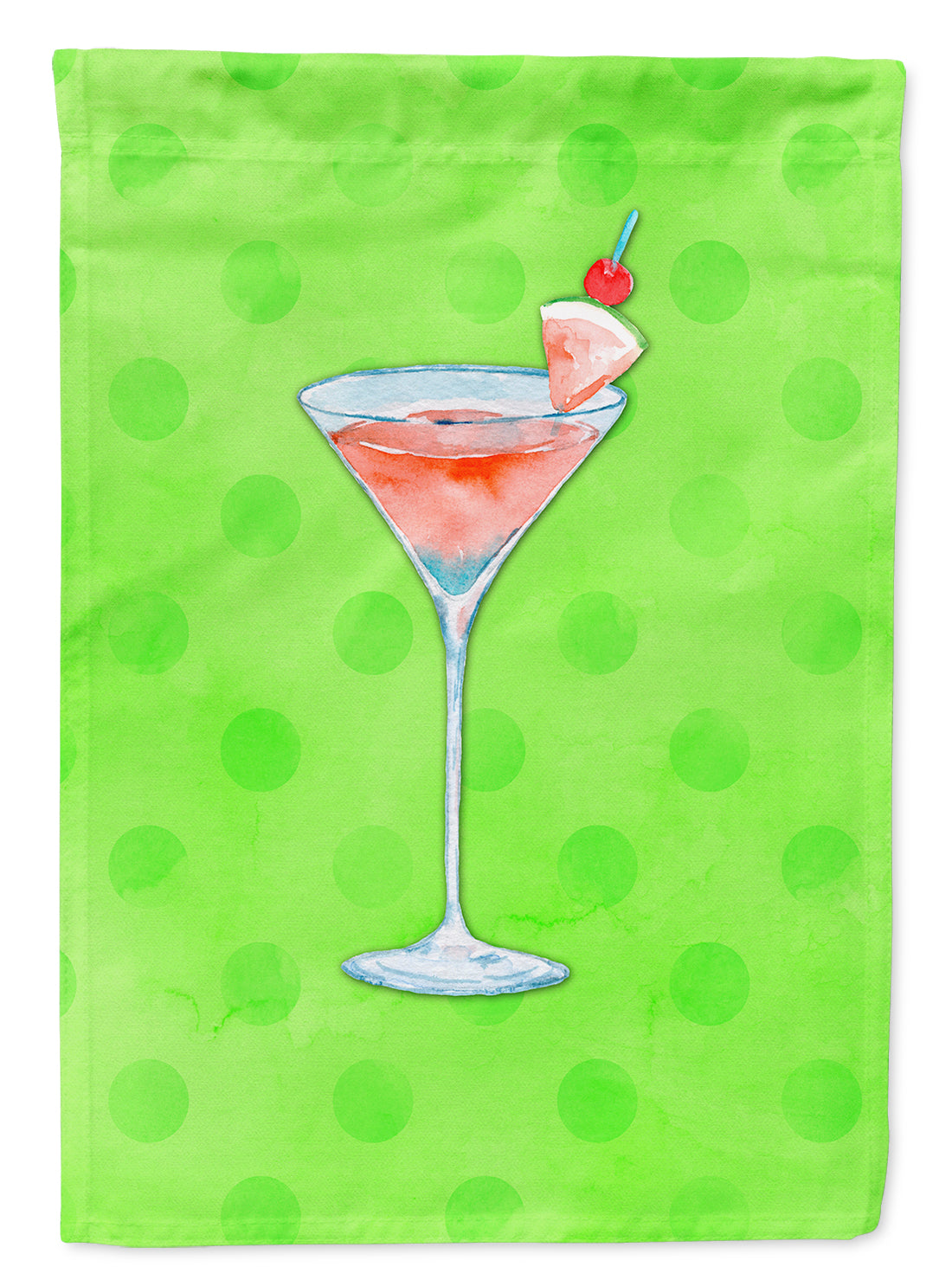 Summer Martini Green Polkadot House Flag 28x40 Porch Sleeve Pole Decorative Outside Yard Banner Artwork Wall Hanging, Polyester