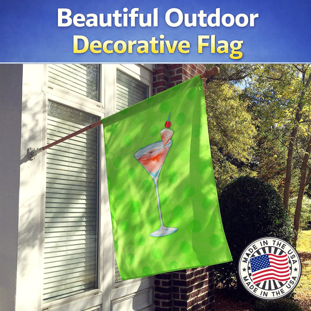 Summer Martini Green Polkadot House Flag 28x40 Porch Sleeve Pole Decorative Outside Yard Banner Artwork Wall Hanging, Polyester