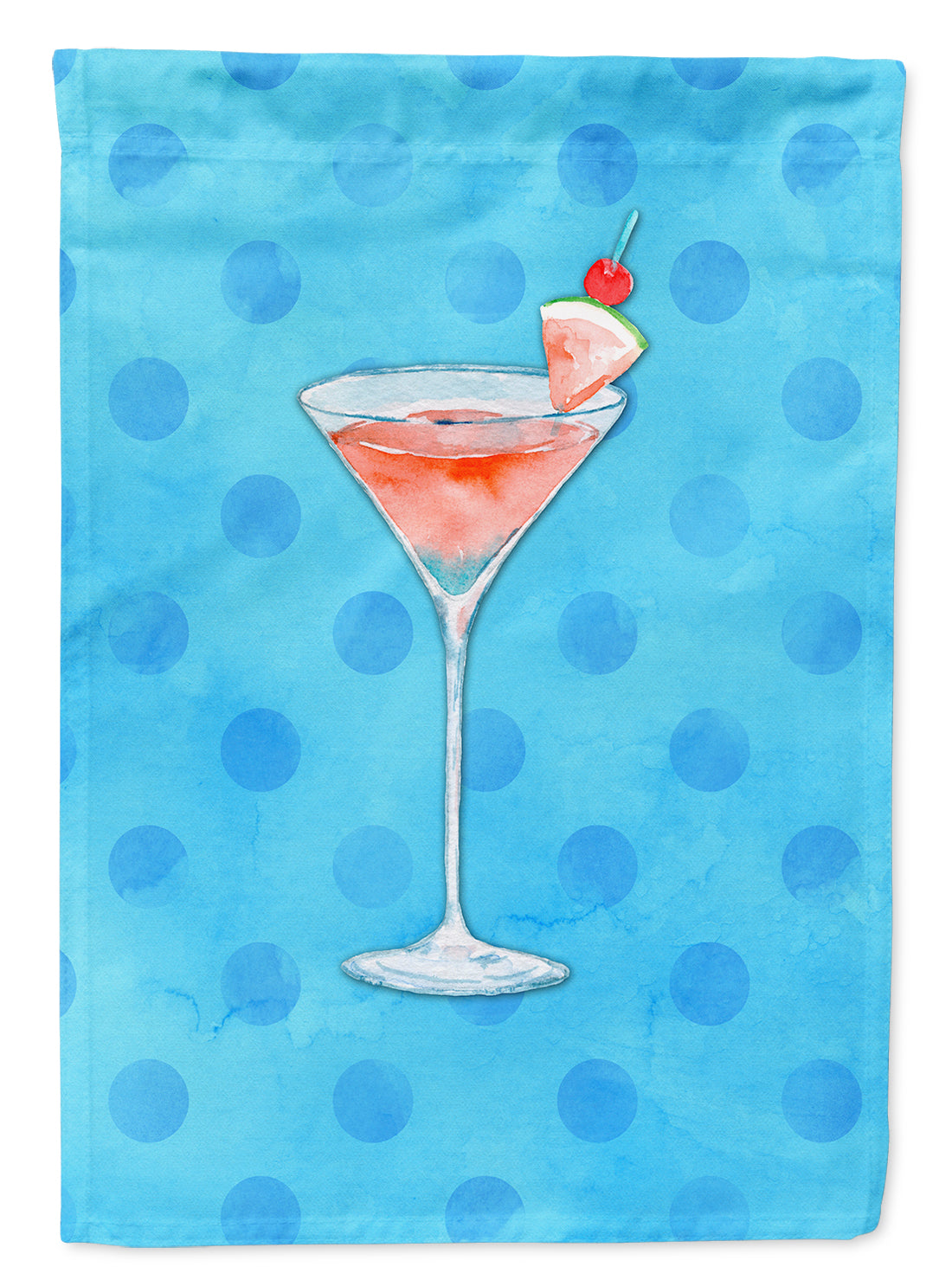 Summer Martini Blue Polkadot House Flag 28x40 Porch Sleeve Pole Decorative Outside Yard Banner Artwork Wall Hanging, Polyester