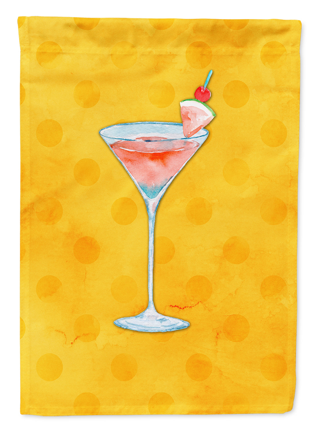 Summer Martini Yellow Polkadot House Flag 28x40 Porch Sleeve Pole Decorative Outside Yard Banner Artwork Wall Hanging, Polyester