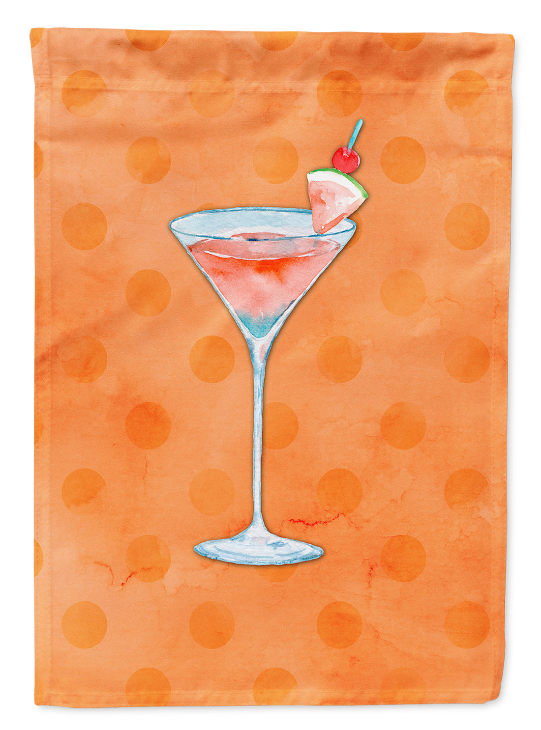 Summer Martini Orange Polkadot House Flag 28x40 Porch Sleeve Pole Decorative Outside Yard Banner Artwork Wall Hanging, Polyester