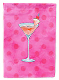Summer Martini Pink Polkadot House Flag 28x40 Porch Sleeve Pole Decorative Outside Yard Banner Artwork Wall Hanging, Polyester