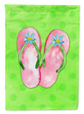 Pink Flip Flops Green Polkadot House Flag 28x40 Porch Sleeve Pole Decorative Outside Yard Banner Artwork Wall Hanging, Polyester