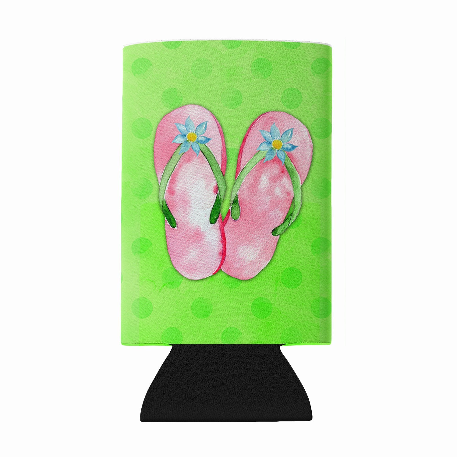 Pink Flip Flops Green Polkadot Wine Bottle Hugger Gift Sleeve for Standard 750 ml Bottles, Insulated Reusable Fits Mini Shot & Pint Bottles