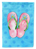 Pink Flip Flops Blue Polkadot House Flag 28x40 Porch Sleeve Pole Decorative Outside Yard Banner Artwork Wall Hanging, Polyester