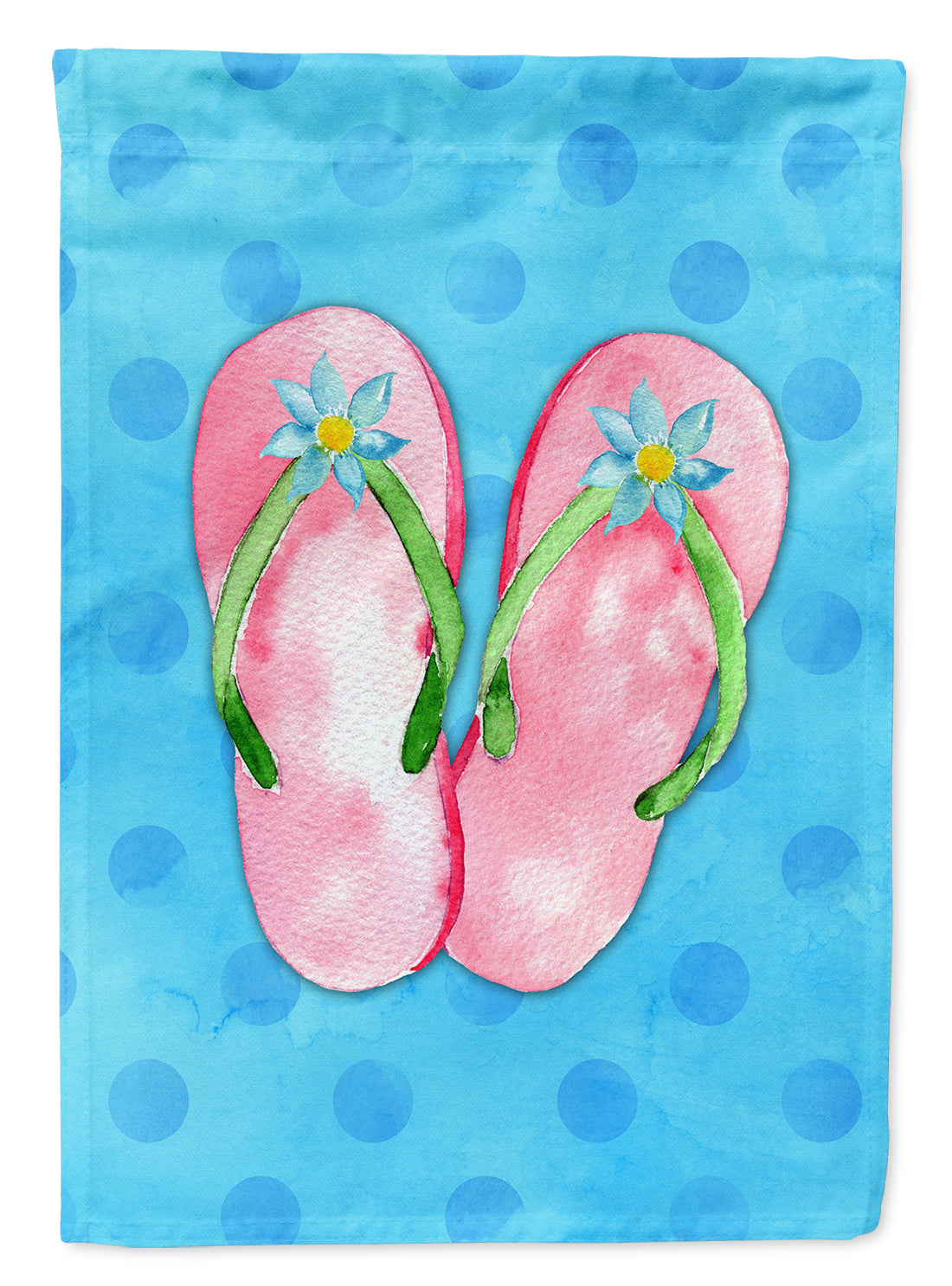 Pink Flip Flops Blue Polkadot House Flag 28x40 Porch Sleeve Pole Decorative Outside Yard Banner Artwork Wall Hanging, Polyester