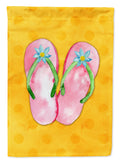 Pink Flip Flops Yellow Polkadot House Flag 28x40 Porch Sleeve Pole Decorative Outside Yard Banner Artwork Wall Hanging, Polyester