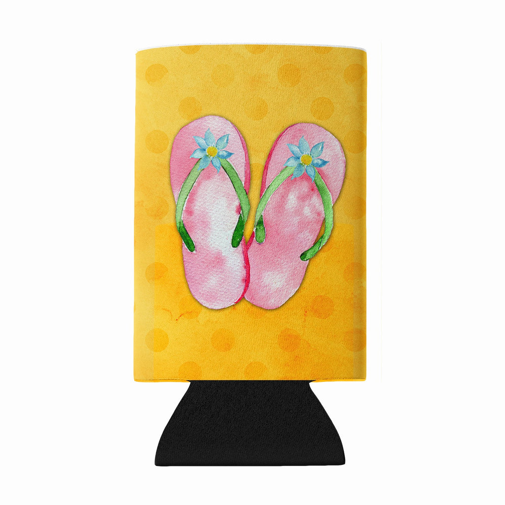 Pink Flip Flops Yellow Polkadot Wine Bottle Hugger Gift Sleeve for Standard 750 ml Bottles, Insulated Reusable Fits Mini Shot & Pint Bottles
