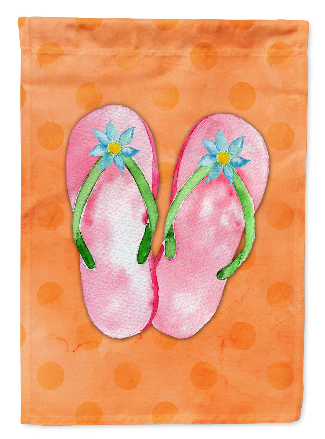 Pink Flip Flops Orange Polkadot House Flag 28x40 Porch Sleeve Pole Decorative Outside Yard Banner Artwork Wall Hanging, Polyester