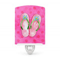 Pink Flip Flops Pink Polkadot Ceramic Night Light Compact, UL-Certified, Ideal for Bedroom, Bathroom, Nursery, Hallway, Kitchen, 6x4x3, Multicolor