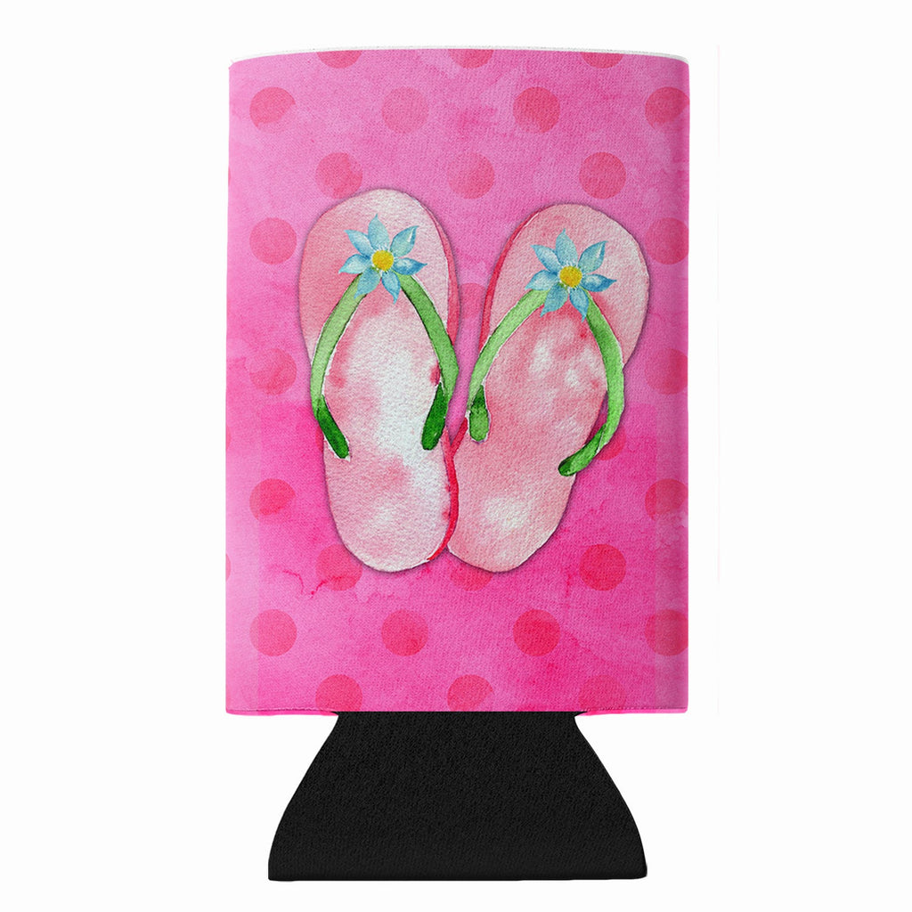 Pink Flip Flops Pink Polkadot Slim Can Hugger  Insulated Foam Sleeve for 12 oz Slim Cans, Beer Bottles & Water Bottles, Made in USA