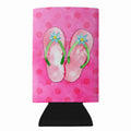 Pink Flip Flops Pink Polkadot Slim Can Hugger  Insulated Foam Sleeve for 12 oz Slim Cans, Beer Bottles & Water Bottles, Made in USA