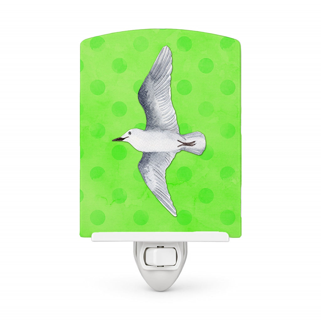 Sea Gull Green Polkadot Ceramic Night Light Compact, UL-Certified, Ideal for Bedroom, Bathroom, Nursery, Hallway, Kitchen, 6x4x3, Multicolor