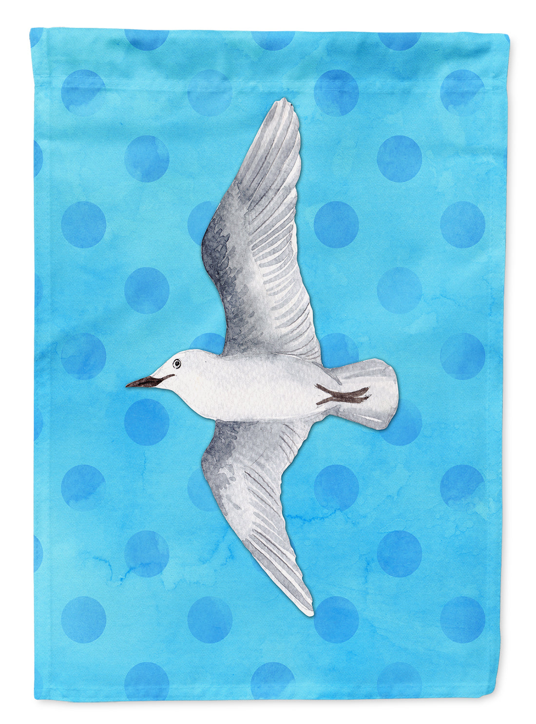 Sea Gull Blue Polkadot House Flag 28x40 Porch Sleeve Pole Decorative Outside Yard Banner Artwork Wall Hanging, Polyester