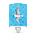 Sea Gull Blue Polkadot Ceramic Night Light Compact, UL-Certified, Ideal for Bedroom, Bathroom, Nursery, Hallway, Kitchen, 6x4x3, Multicolor