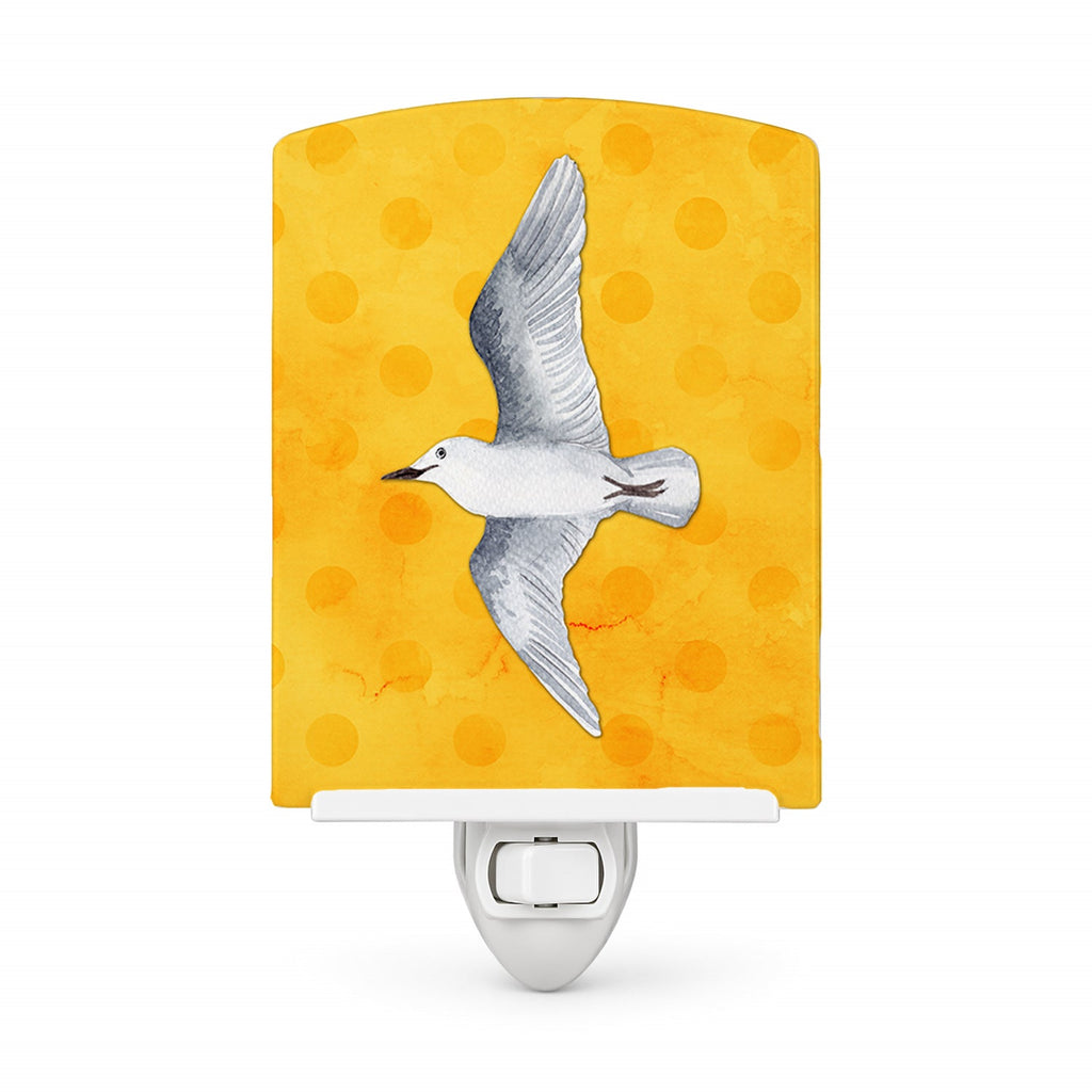 Sea Gull Yellow Polkadot Ceramic Night Light Compact, UL-Certified, Ideal for Bedroom, Bathroom, Nursery, Hallway, Kitchen, 6x4x3, Multicolor