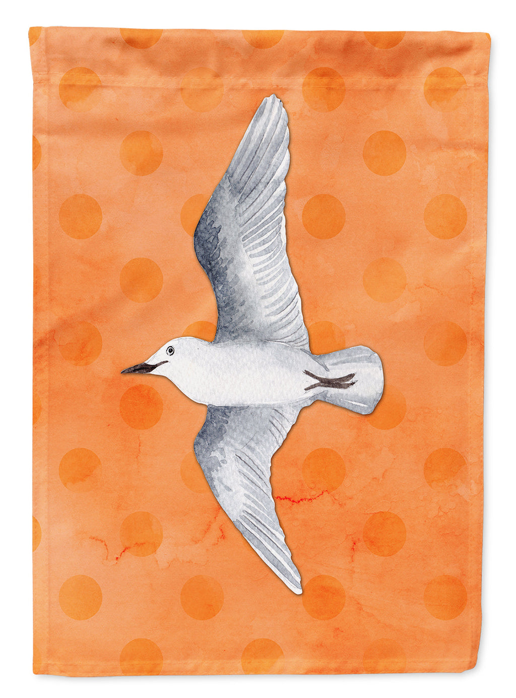 Sea Gull Orange Polkadot House Flag 28x40 Porch Sleeve Pole Decorative Outside Yard Banner Artwork Wall Hanging, Polyester