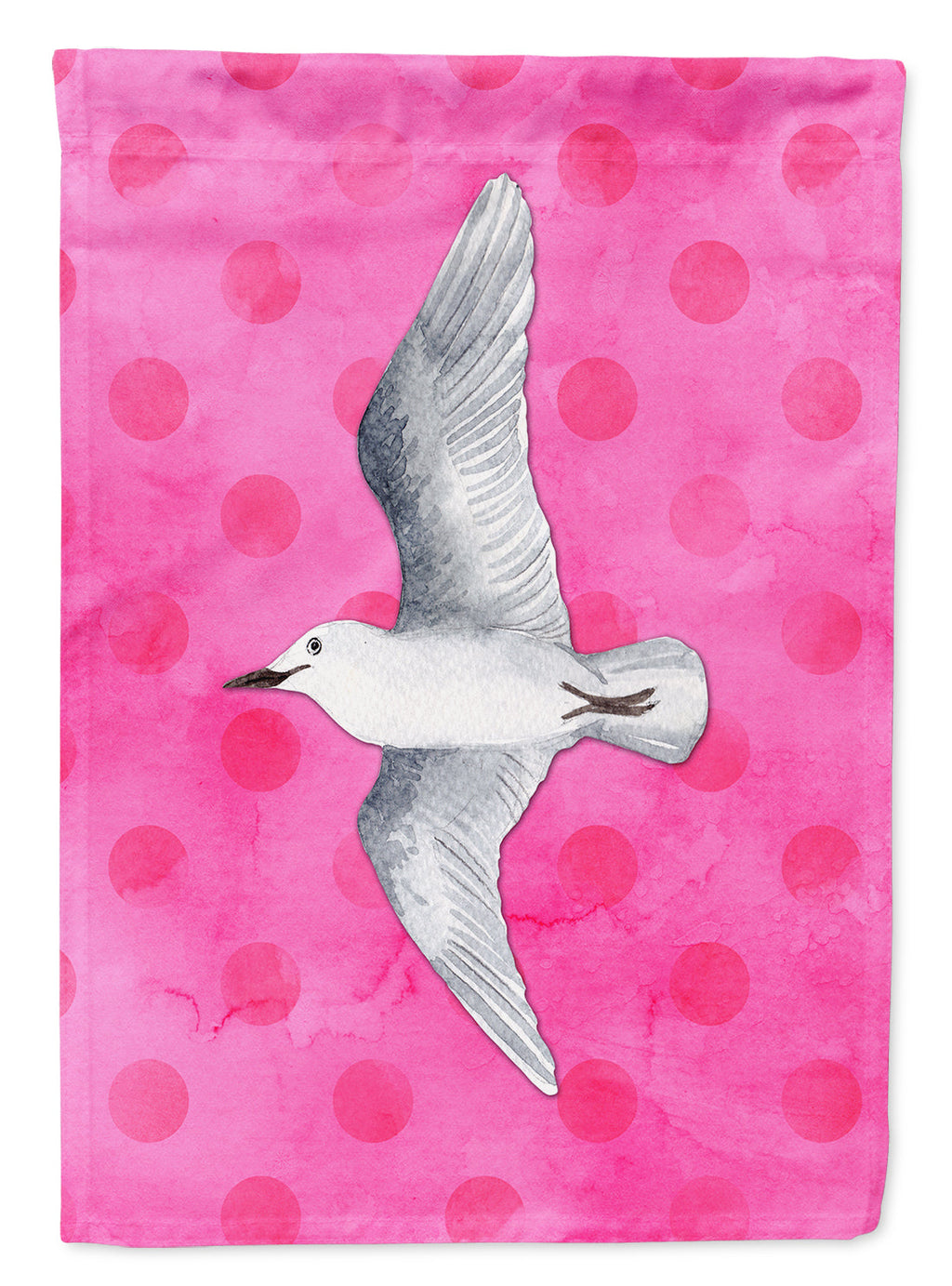 Sea Gull Pink Polkadot House Flag 28x40 Porch Sleeve Pole Decorative Outside Yard Banner Artwork Wall Hanging, Polyester