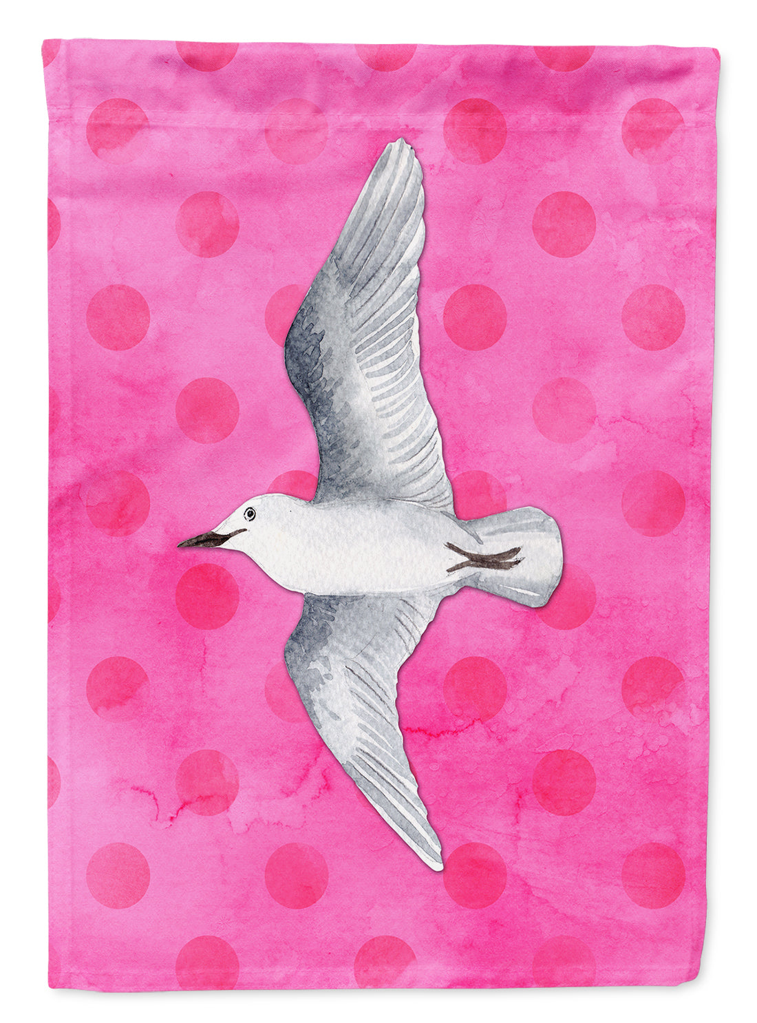 Sea Gull Pink Polkadot House Flag 28x40 Porch Sleeve Pole Decorative Outside Yard Banner Artwork Wall Hanging, Polyester