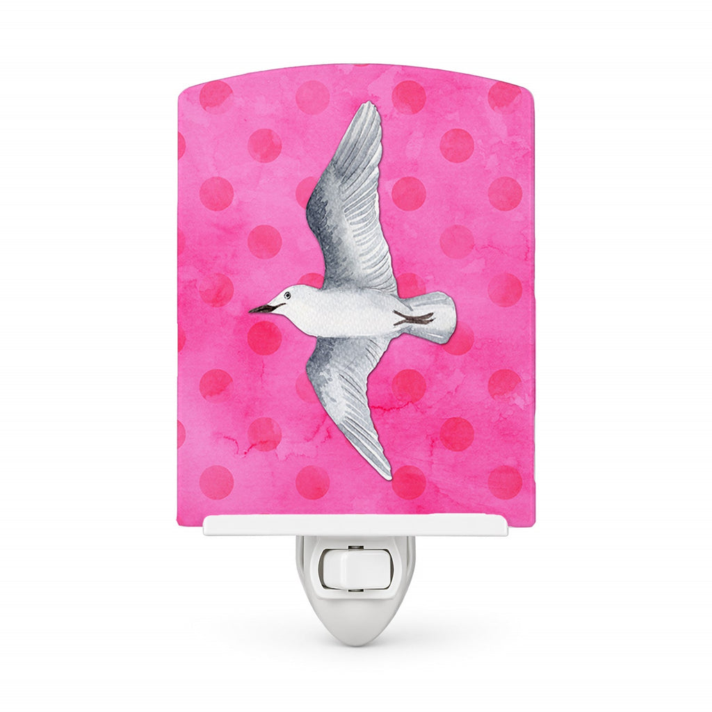 Sea Gull Pink Polkadot Ceramic Night Light Compact, UL-Certified, Ideal for Bedroom, Bathroom, Nursery, Hallway, Kitchen, 6x4x3, Multicolor